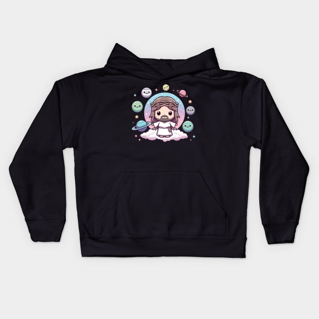 Space Jesus Kids Hoodie by The Art-Mart